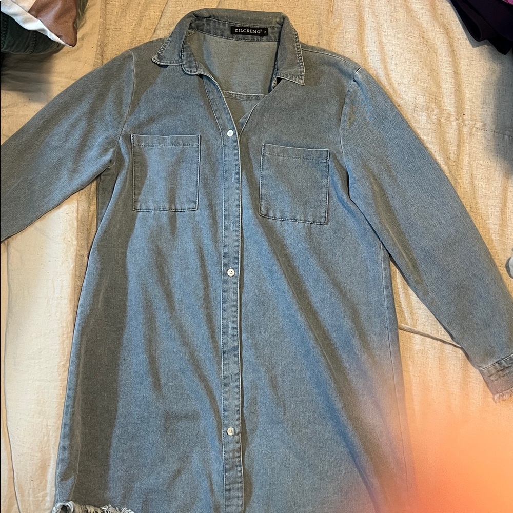 Blue Denim Shirt Dress